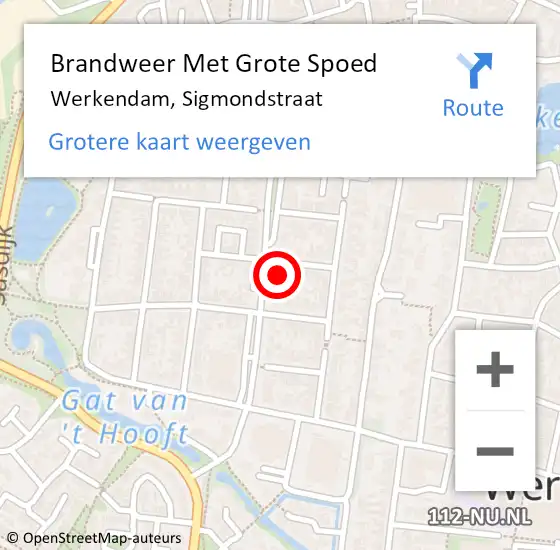 Locatie op kaart van de 112 melding: Brandweer Met Grote Spoed Naar Werkendam, Sigmondstraat op 13 november 2023 17:32