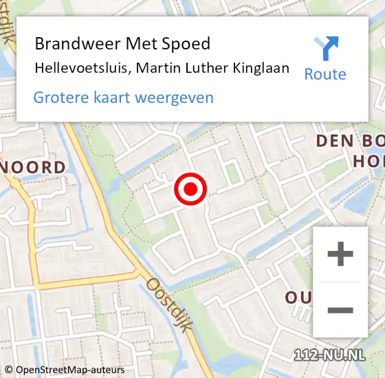 Locatie op kaart van de 112 melding: Brandweer Met Spoed Naar Hellevoetsluis, Martin Luther Kinglaan op 13 november 2023 17:49