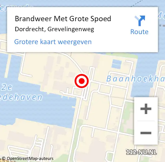 Locatie op kaart van de 112 melding: Brandweer Met Grote Spoed Naar Dordrecht, Grevelingenweg op 13 november 2023 17:49