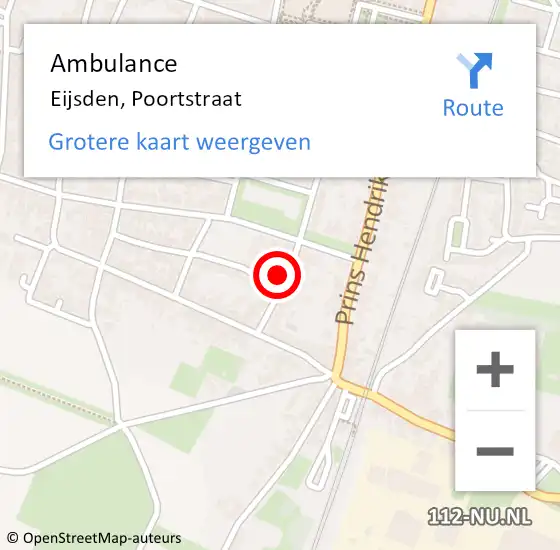 Locatie op kaart van de 112 melding: Ambulance Eijsden, Poortstraat op 15 september 2014 10:11