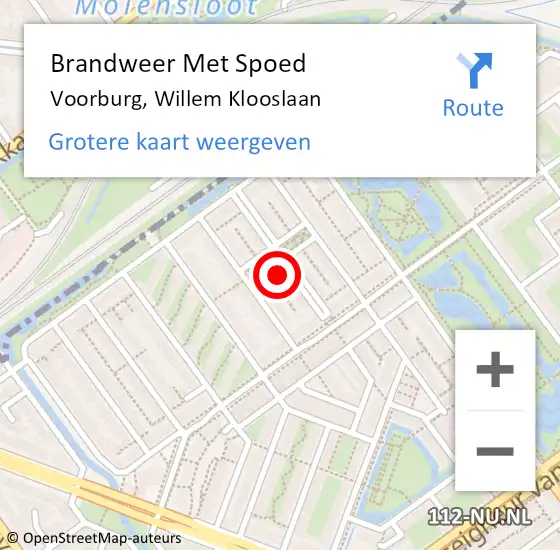 Locatie op kaart van de 112 melding: Brandweer Met Spoed Naar Voorburg, Willem Klooslaan op 13 november 2023 18:14