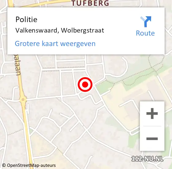 Locatie op kaart van de 112 melding: Politie Valkenswaard, Wolbergstraat op 13 november 2023 18:36