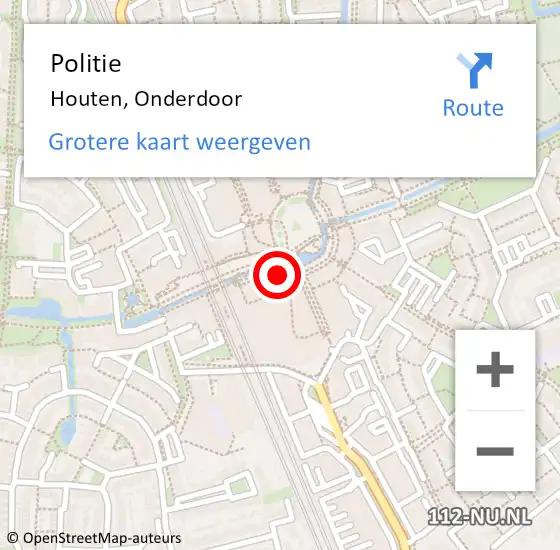 Locatie op kaart van de 112 melding: Politie Houten, Onderdoor op 13 november 2023 18:41