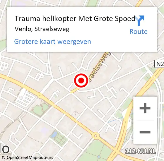Locatie op kaart van de 112 melding: Trauma helikopter Met Grote Spoed Naar Venlo, Straelseweg op 13 november 2023 18:51