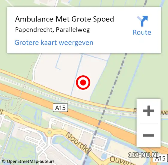 Locatie op kaart van de 112 melding: Ambulance Met Grote Spoed Naar Papendrecht, Parallelweg op 13 november 2023 18:54