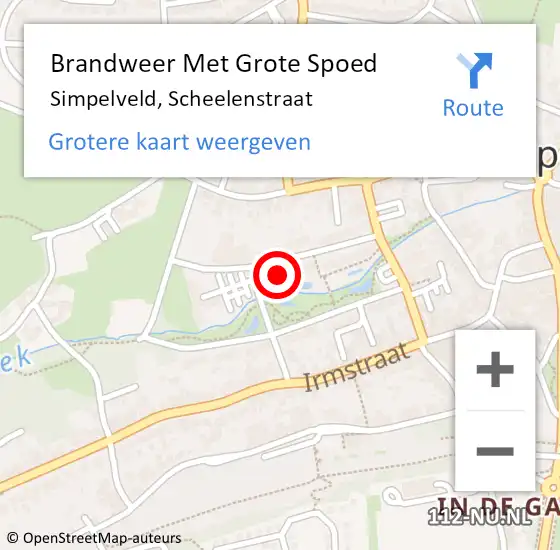 Locatie op kaart van de 112 melding: Brandweer Met Grote Spoed Naar Simpelveld, Scheelenstraat op 13 november 2023 19:08