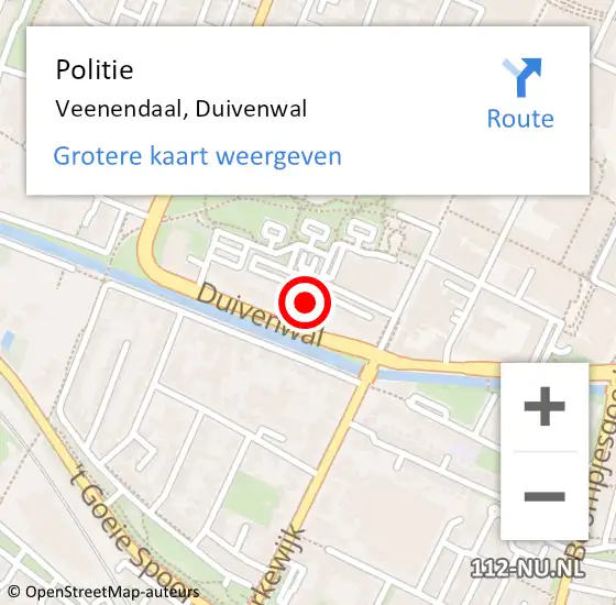 Locatie op kaart van de 112 melding: Politie Veenendaal, Duivenwal op 13 november 2023 19:15