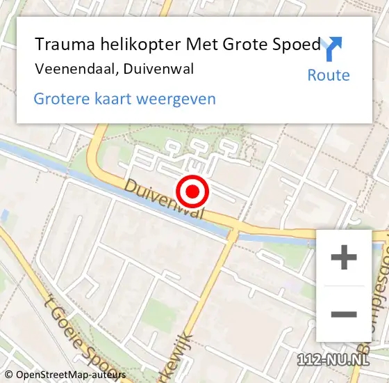 Locatie op kaart van de 112 melding: Trauma helikopter Met Grote Spoed Naar Veenendaal, Duivenwal op 13 november 2023 19:26