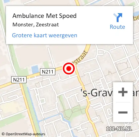 Locatie op kaart van de 112 melding: Ambulance Met Spoed Naar Monster, Zeestraat op 13 november 2023 19:27