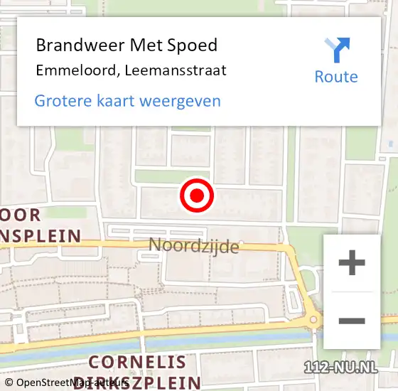 Locatie op kaart van de 112 melding: Brandweer Met Spoed Naar Emmeloord, Leemansstraat op 13 november 2023 19:30