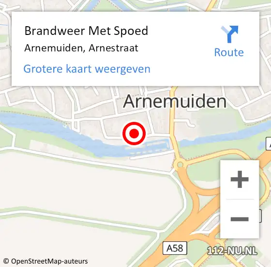 Locatie op kaart van de 112 melding: Brandweer Met Spoed Naar Arnemuiden, Arnestraat op 13 november 2023 19:36