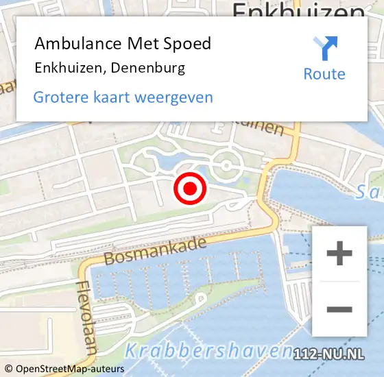 Locatie op kaart van de 112 melding: Ambulance Met Spoed Naar Enkhuizen, Denenburg op 13 november 2023 19:37