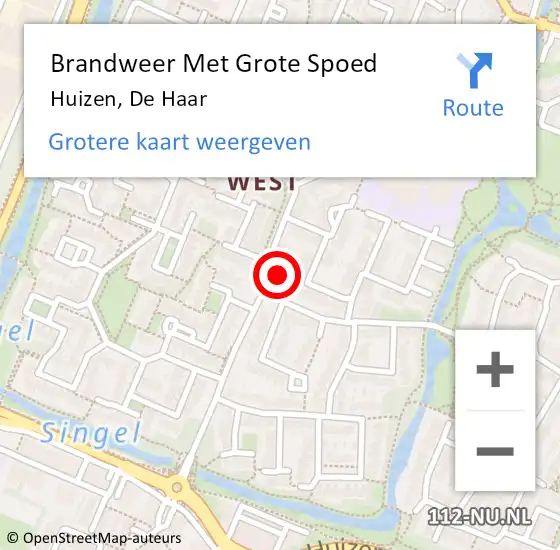 Locatie op kaart van de 112 melding: Brandweer Met Grote Spoed Naar Huizen, De Haar op 13 november 2023 19:44