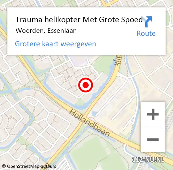 Locatie op kaart van de 112 melding: Trauma helikopter Met Grote Spoed Naar Woerden, Essenlaan op 13 november 2023 20:24