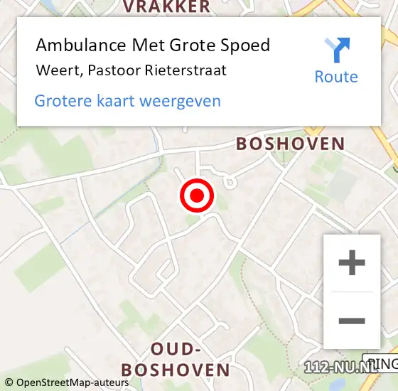 Locatie op kaart van de 112 melding: Ambulance Met Grote Spoed Naar Weert, Pastoor Rieterstraat op 13 november 2023 20:57