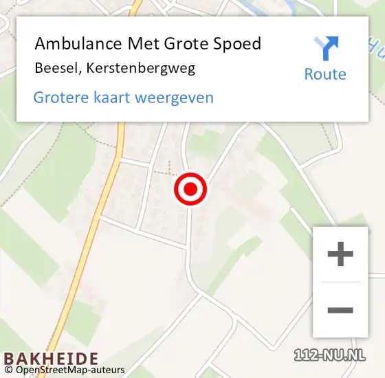 Locatie op kaart van de 112 melding: Ambulance Met Grote Spoed Naar Beesel, Kerstenbergweg op 13 november 2023 21:58