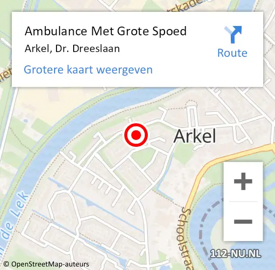 Locatie op kaart van de 112 melding: Ambulance Met Grote Spoed Naar Arkel, Dr. Dreeslaan op 13 november 2023 23:00
