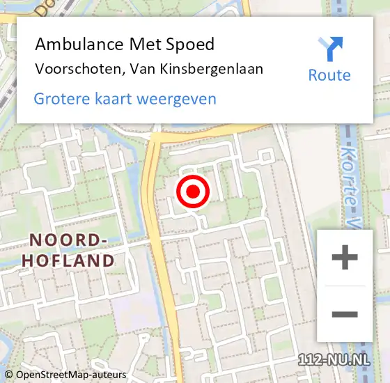 Locatie op kaart van de 112 melding: Ambulance Met Spoed Naar Voorschoten, Van Kinsbergenlaan op 13 november 2023 23:04