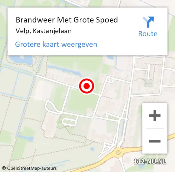 Locatie op kaart van de 112 melding: Brandweer Met Grote Spoed Naar Velp, Kastanjelaan op 14 november 2023 00:41