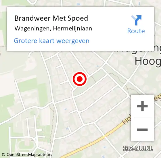 Locatie op kaart van de 112 melding: Brandweer Met Spoed Naar Wageningen, Hermelijnlaan op 14 november 2023 02:26