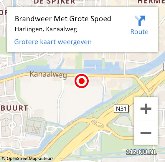 Locatie op kaart van de 112 melding: Brandweer Met Grote Spoed Naar Harlingen, Kanaalweg op 14 november 2023 06:00
