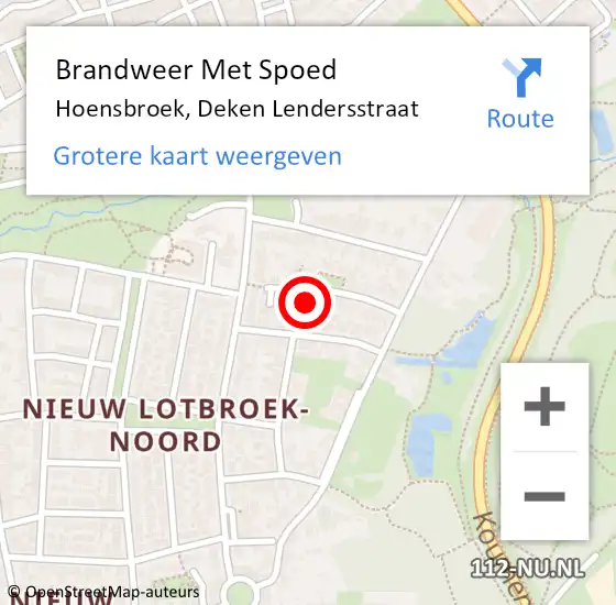 Locatie op kaart van de 112 melding: Brandweer Met Spoed Naar Hoensbroek, Deken Lendersstraat op 14 november 2023 06:53