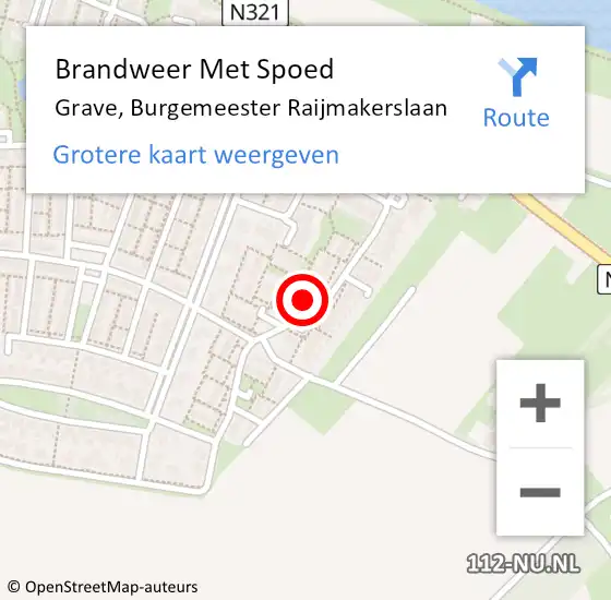 Locatie op kaart van de 112 melding: Brandweer Met Spoed Naar Grave, Burgemeester Raijmakerslaan op 14 november 2023 07:11