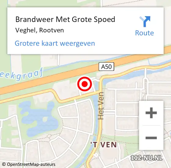 Locatie op kaart van de 112 melding: Brandweer Met Grote Spoed Naar Veghel, Rootven op 14 november 2023 07:13