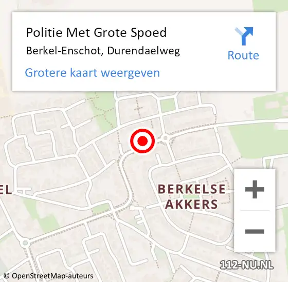 Locatie op kaart van de 112 melding: Politie Met Grote Spoed Naar Berkel-Enschot, Durendaelweg op 14 november 2023 07:49