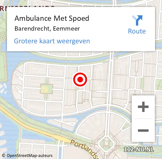 Locatie op kaart van de 112 melding: Ambulance Met Spoed Naar Barendrecht, Eemmeer op 14 november 2023 07:49