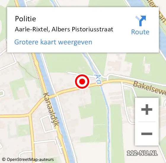 Locatie op kaart van de 112 melding: Politie Aarle-Rixtel, Albers Pistoriusstraat op 14 november 2023 08:06