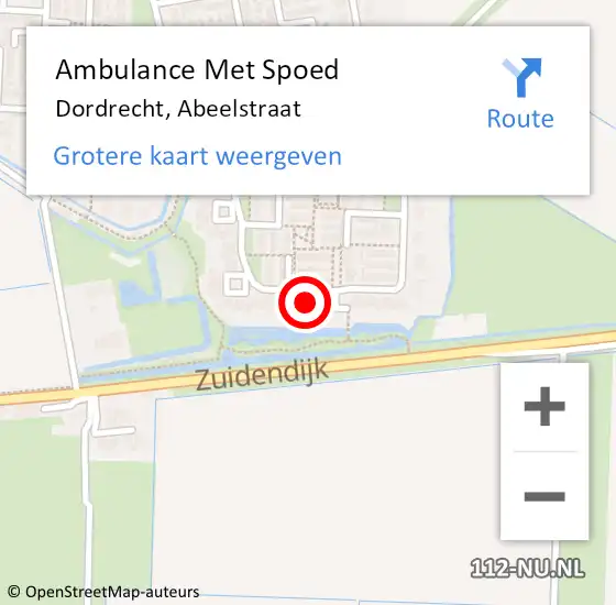 Locatie op kaart van de 112 melding: Ambulance Met Spoed Naar Dordrecht, Abeelstraat op 14 november 2023 08:20