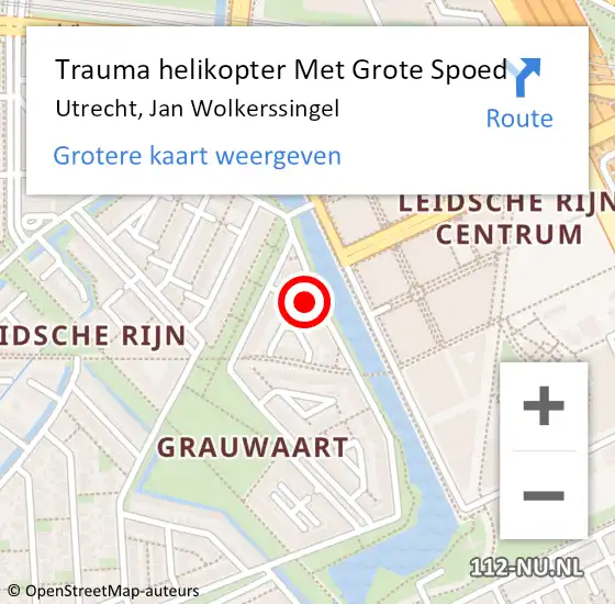 Locatie op kaart van de 112 melding: Trauma helikopter Met Grote Spoed Naar Utrecht, Jan Wolkerssingel op 14 november 2023 08:21