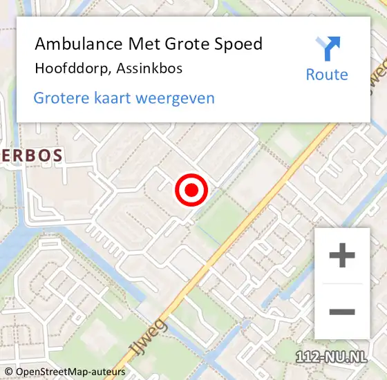 Locatie op kaart van de 112 melding: Ambulance Met Grote Spoed Naar Hoofddorp, Assinkbos op 14 november 2023 08:25