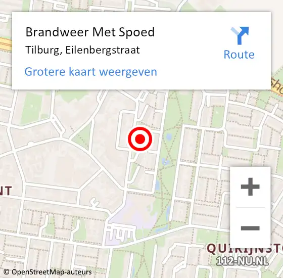 Locatie op kaart van de 112 melding: Brandweer Met Spoed Naar Tilburg, Eilenbergstraat op 14 november 2023 08:39