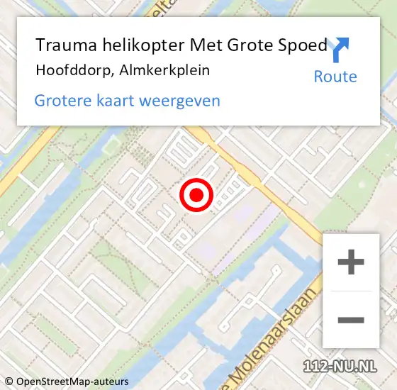 Locatie op kaart van de 112 melding: Trauma helikopter Met Grote Spoed Naar Hoofddorp, Almkerkplein op 14 november 2023 08:43