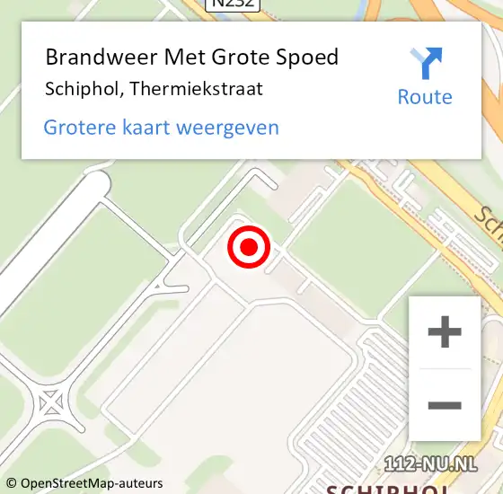 Locatie op kaart van de 112 melding: Brandweer Met Grote Spoed Naar Schiphol, Thermiekstraat op 14 november 2023 08:54