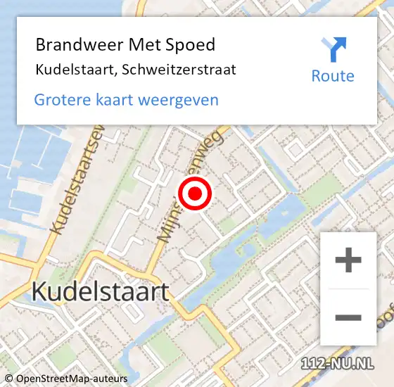 Locatie op kaart van de 112 melding: Brandweer Met Spoed Naar Kudelstaart, Schweitzerstraat op 14 november 2023 09:04