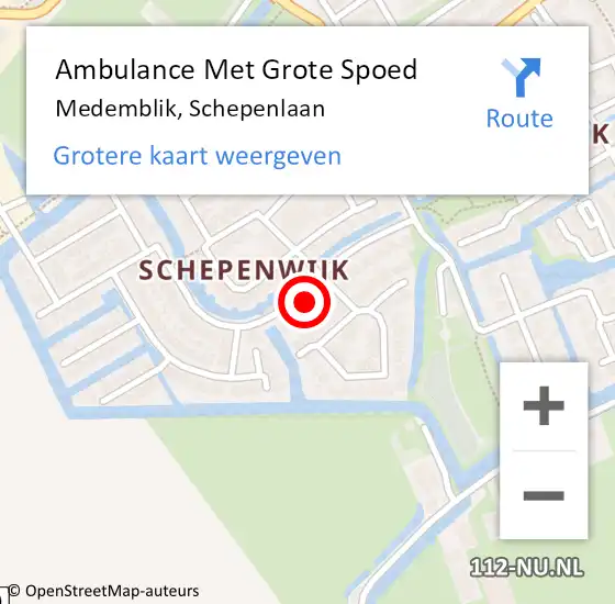 Locatie op kaart van de 112 melding: Ambulance Met Grote Spoed Naar Medemblik, Schepenlaan op 14 november 2023 09:06