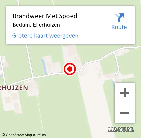 Locatie op kaart van de 112 melding: Brandweer Met Spoed Naar Bedum, Ellerhuizen op 14 november 2023 09:11