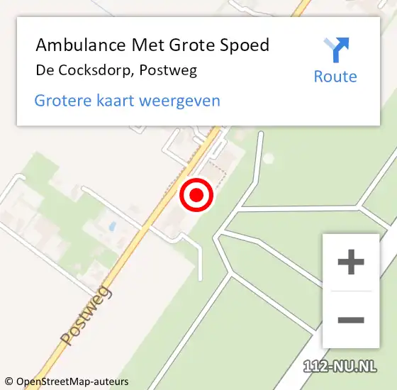 Locatie op kaart van de 112 melding: Ambulance Met Grote Spoed Naar De Cocksdorp, Postweg op 14 november 2023 09:12