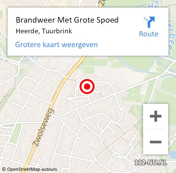 Locatie op kaart van de 112 melding: Brandweer Met Grote Spoed Naar Heerde, Tuurbrink op 14 november 2023 09:20