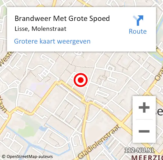 Locatie op kaart van de 112 melding: Brandweer Met Grote Spoed Naar Lisse, Molenstraat op 14 november 2023 09:30