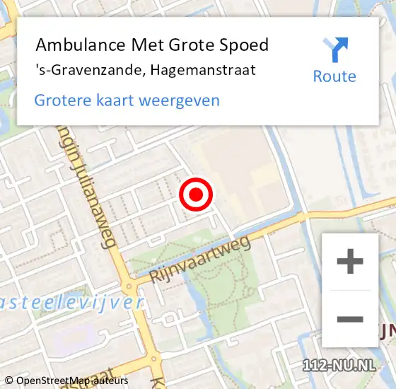 Locatie op kaart van de 112 melding: Ambulance Met Grote Spoed Naar 's-Gravenzande, Hagemanstraat op 14 november 2023 09:43