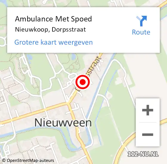 Locatie op kaart van de 112 melding: Ambulance Met Spoed Naar Nieuwkoop, Dorpsstraat op 14 november 2023 09:45