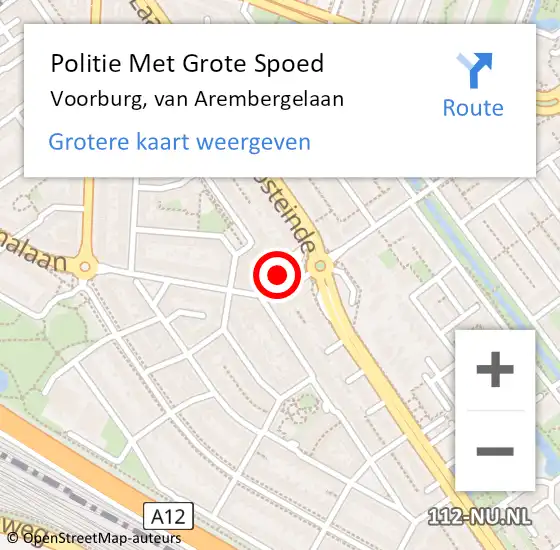 Locatie op kaart van de 112 melding: Politie Met Grote Spoed Naar Voorburg, van Arembergelaan op 14 november 2023 09:53