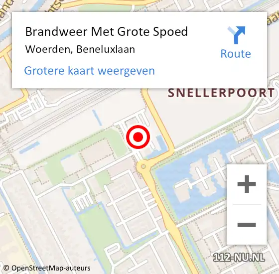 Locatie op kaart van de 112 melding: Brandweer Met Grote Spoed Naar Woerden, Beneluxlaan op 14 november 2023 09:54