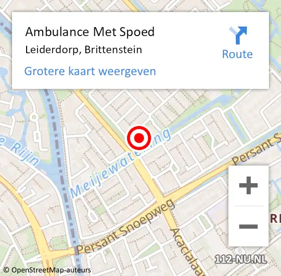 Locatie op kaart van de 112 melding: Ambulance Met Spoed Naar Leiderdorp, Brittenstein op 14 november 2023 09:54