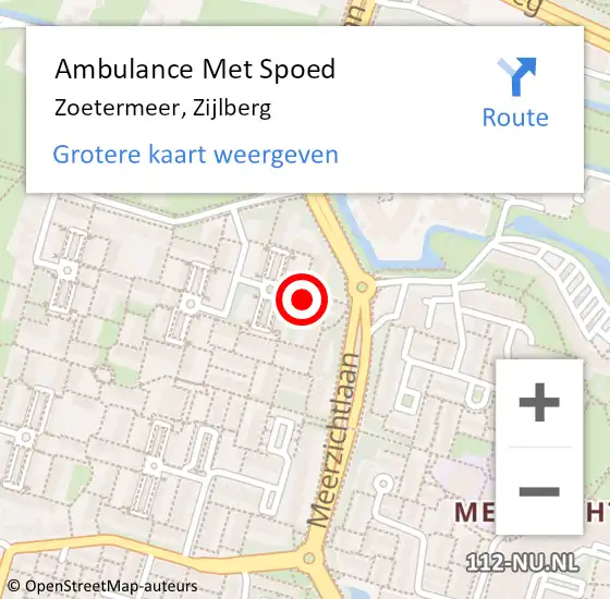 Locatie op kaart van de 112 melding: Ambulance Met Spoed Naar Zoetermeer, Zijlberg op 14 november 2023 10:06