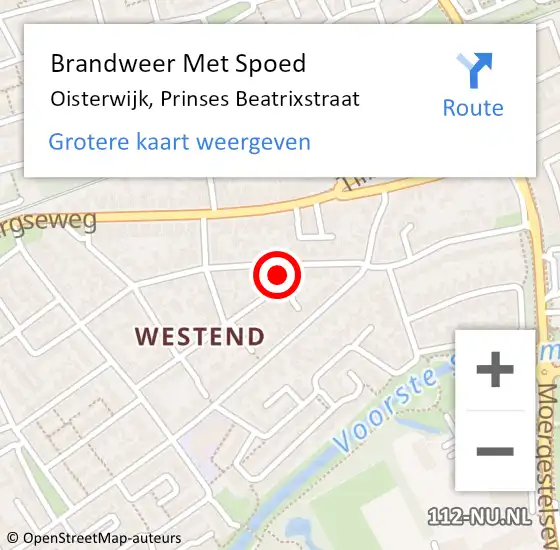 Locatie op kaart van de 112 melding: Brandweer Met Spoed Naar Oisterwijk, Prinses Beatrixstraat op 14 november 2023 10:31